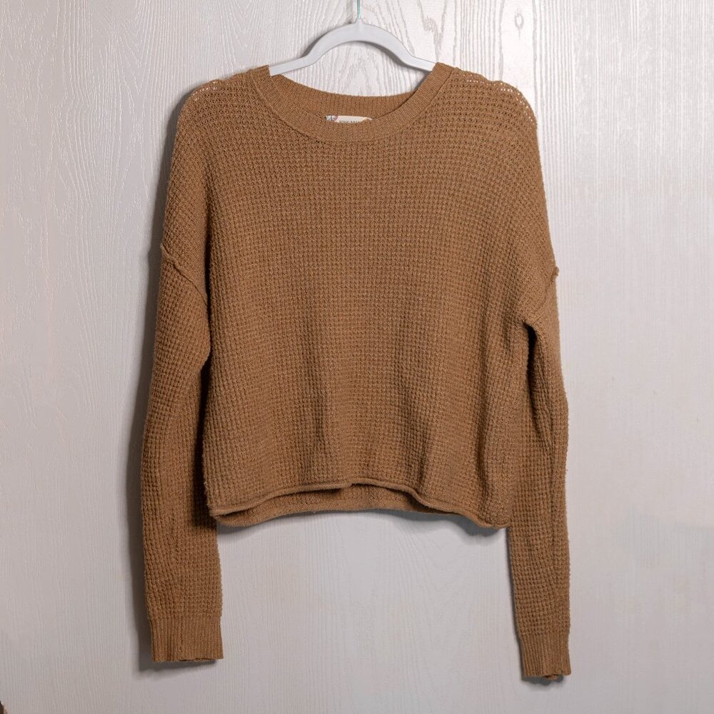 CLEARANCE Pink Rose Warm Tan Cropped Sweater - Medium